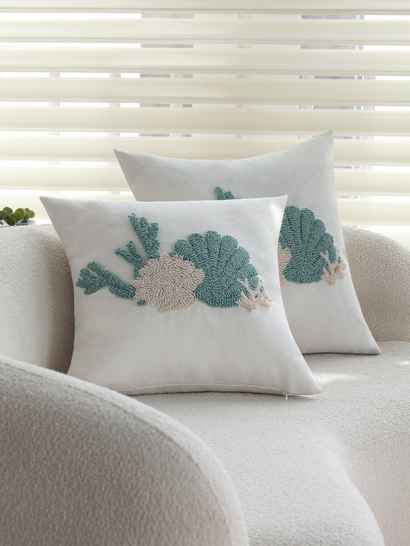 Coastal Tufted Throw Pillow Cover with insert  Textured Decorative Accent Pillow 18"x18" pack of 1