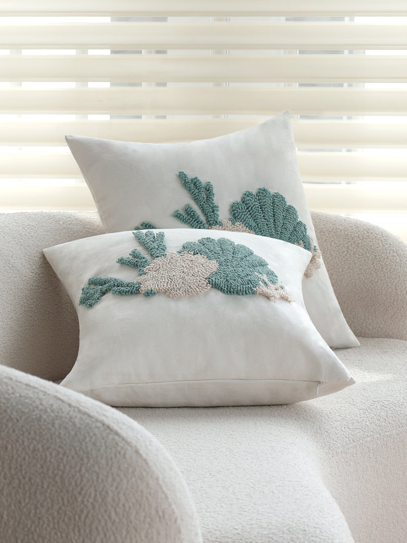 Coastal Tufted Throw Pillow Cover with insert  Textured Decorative Accent Pillow 18"x18" pack of 1