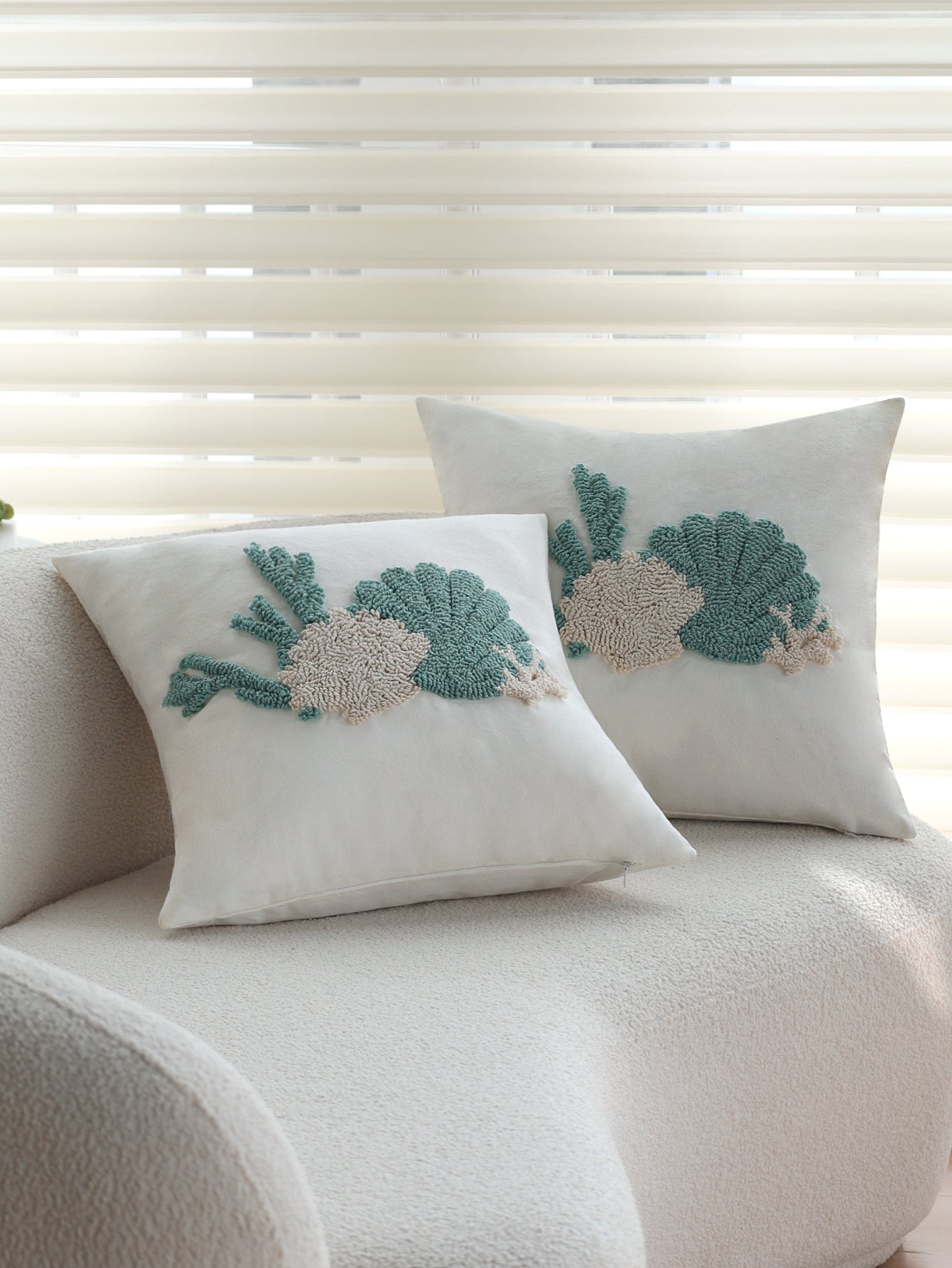 Coastal Tufted Throw Pillow Cover with insert  Textured Decorative Accent Pillow 18"x18" pack of 1