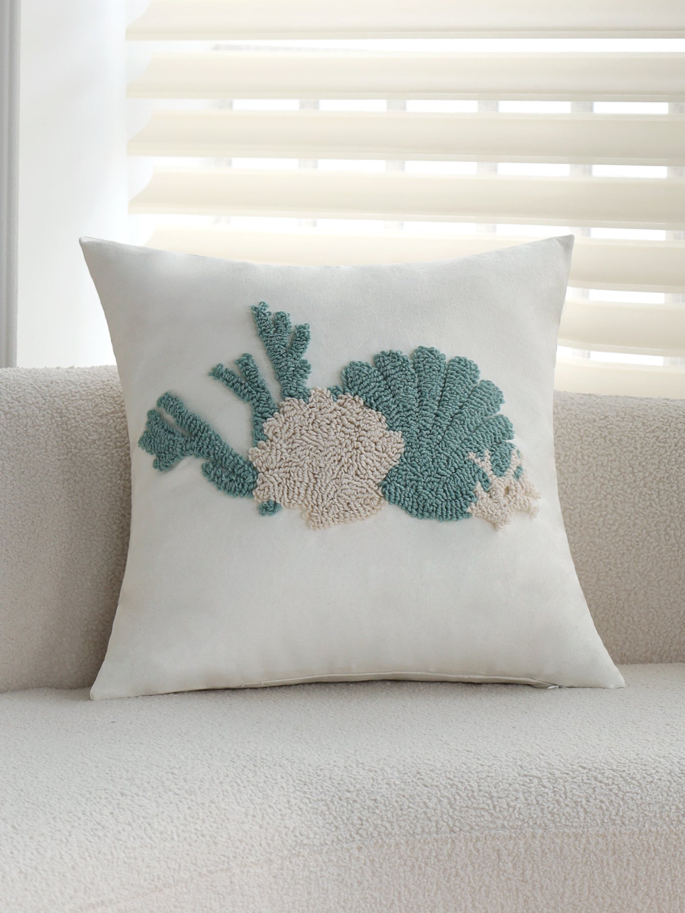 Coastal Tufted Throw Pillow Cover with insert  Textured Decorative Accent Pillow 18"x18" pack of 1