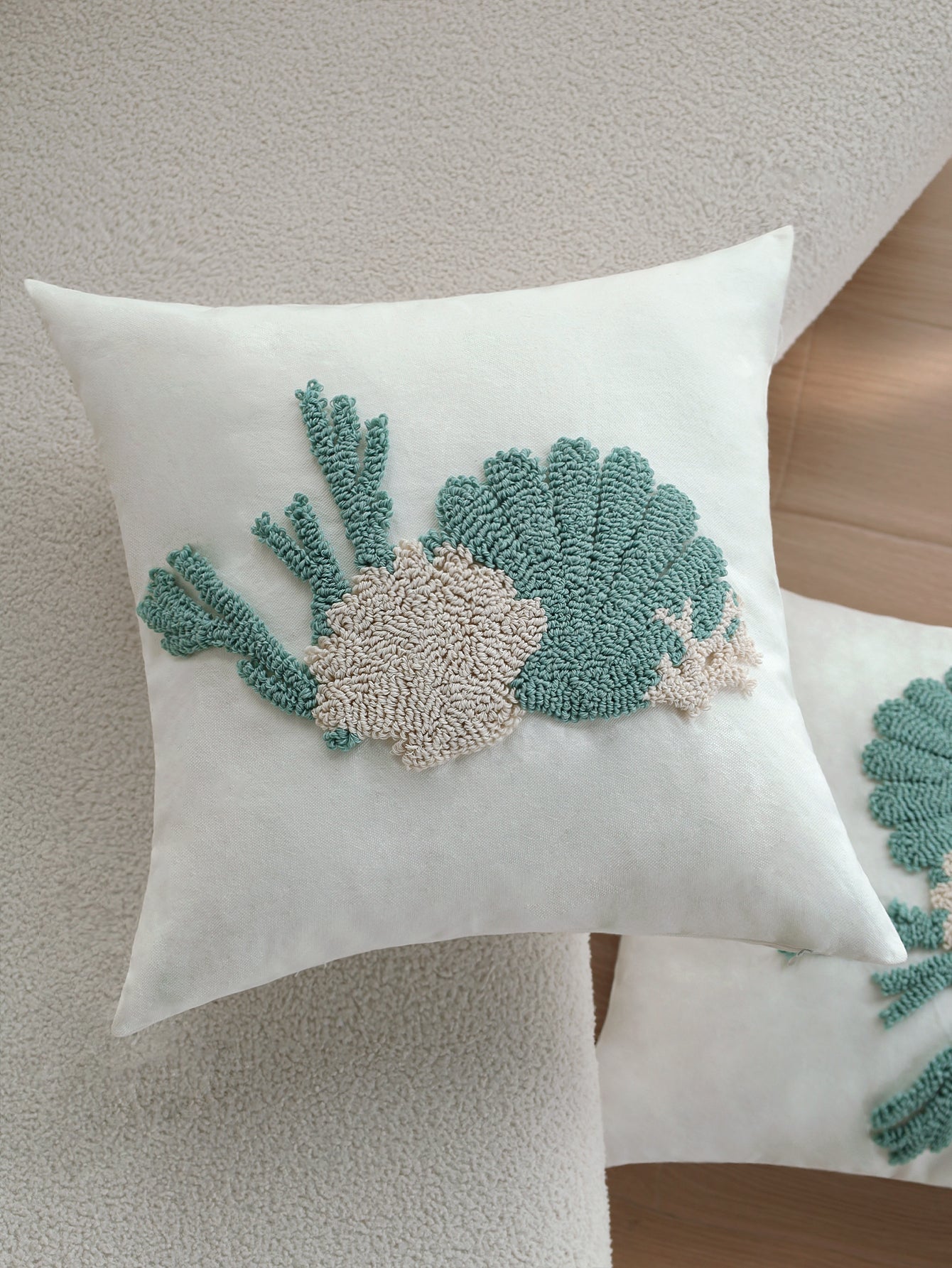 Coastal Tufted Throw Pillow Cover with insert  Textured Decorative Accent Pillow 18"x18" pack of 1