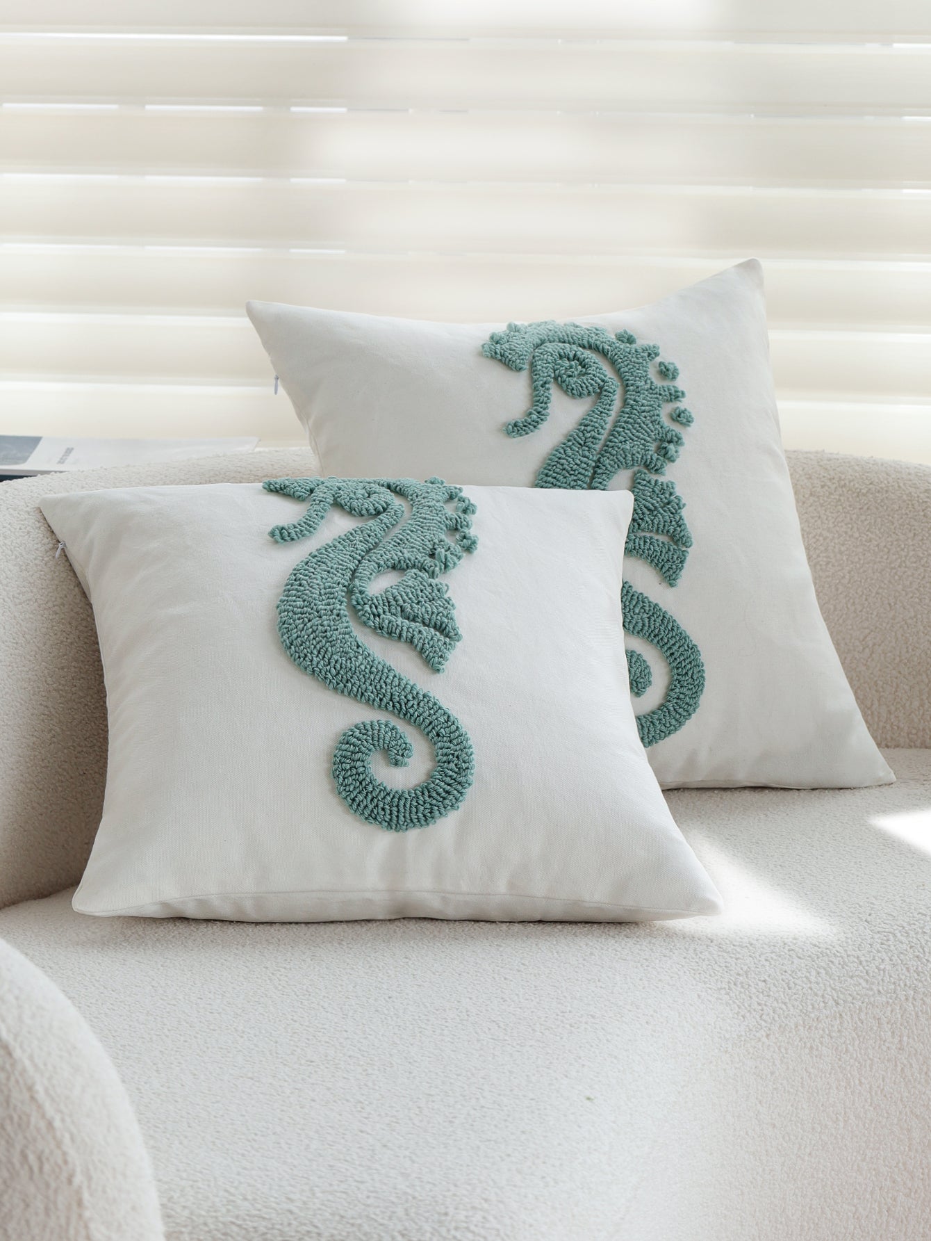 Coastal Tufted Throw Pillow Cover with insert  Textured Decorative Accent Pillow 18"x18" pack of 1