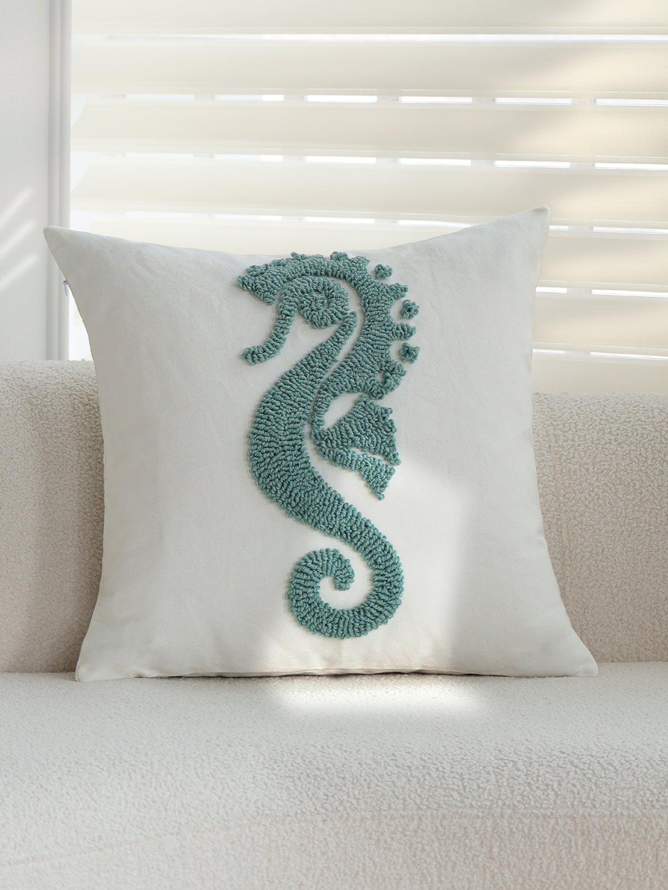 Coastal Tufted Throw Pillow Cover with insert  Textured Decorative Accent Pillow 18"x18" pack of 1