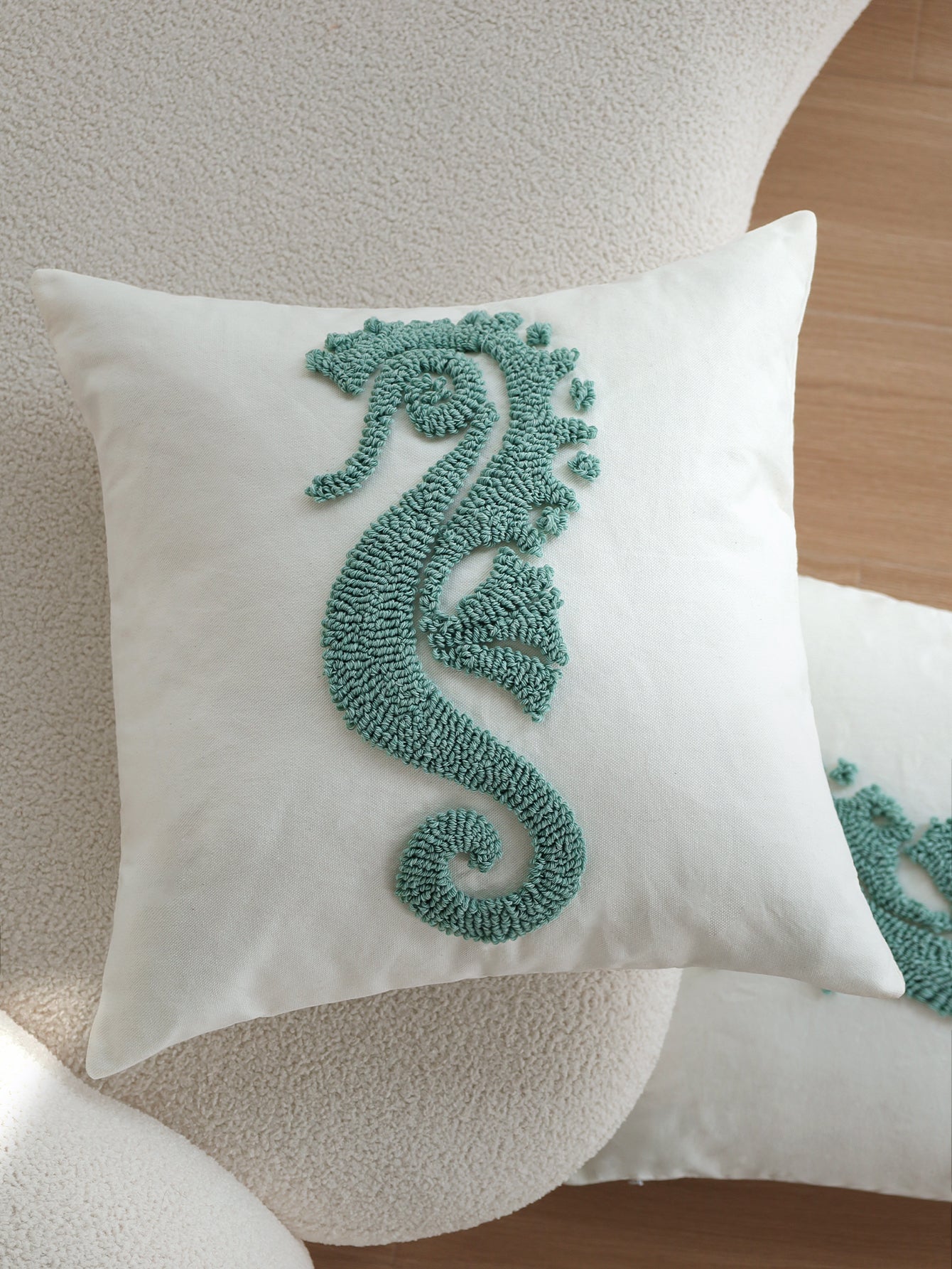 Coastal Tufted Throw Pillow Cover with insert  Textured Decorative Accent Pillow 18"x18" pack of 1