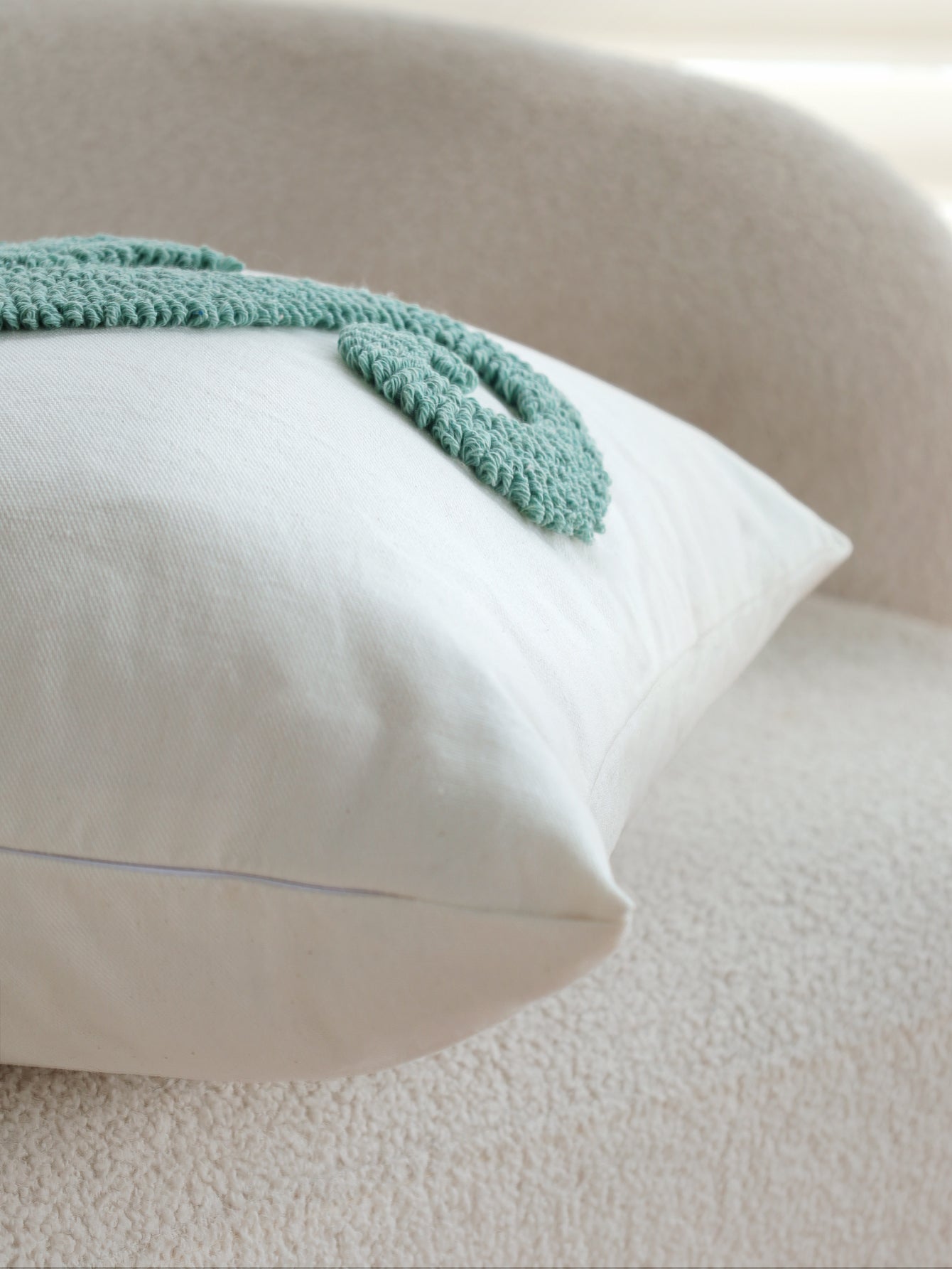 Coastal Tufted Throw Pillow Cover with insert  Textured Decorative Accent Pillow 18"x18" pack of 1