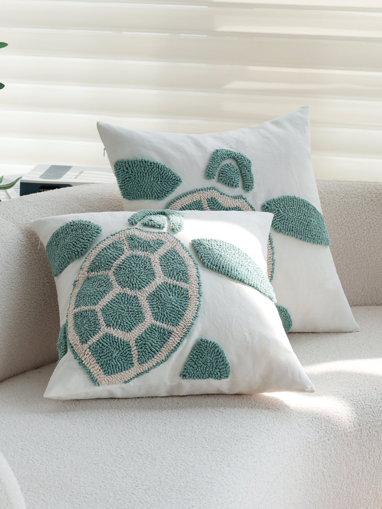 Coastal Tufted Throw Pillow Cover with insert  Textured Decorative Accent Pillow 18"x18" pack of 1