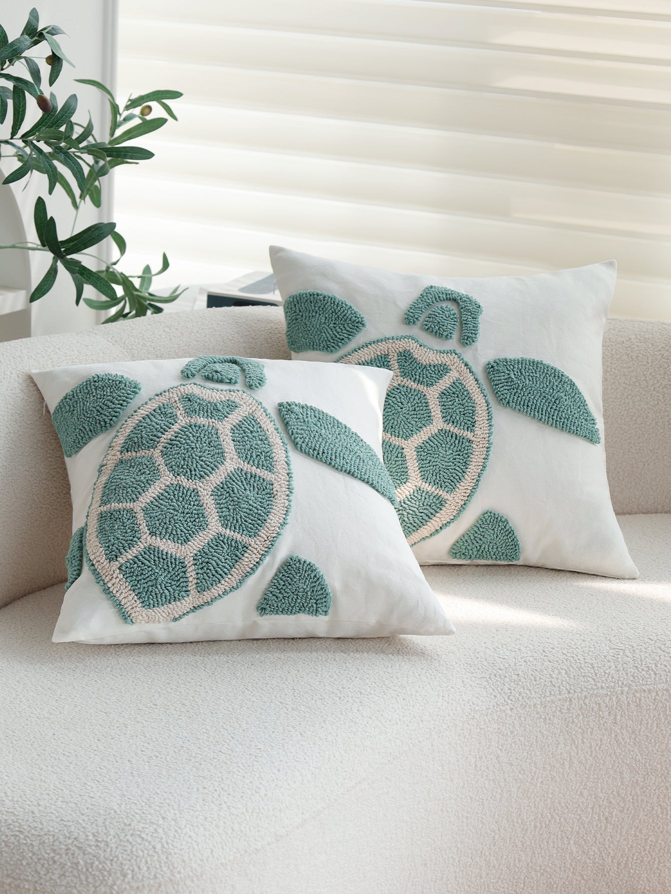 Coastal Tufted Throw Pillow Cover with insert  Textured Decorative Accent Pillow 18"x18" pack of 1