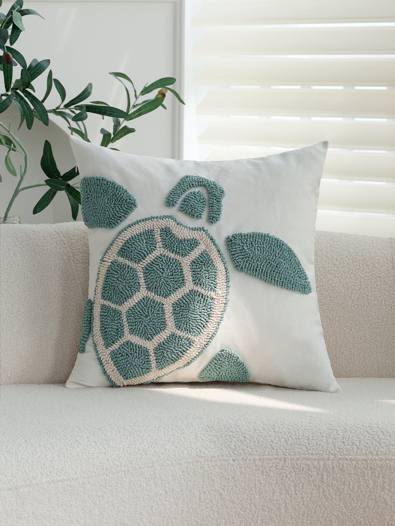 Coastal Tufted Throw Pillow Cover with insert  Textured Decorative Accent Pillow 18"x18" pack of 1
