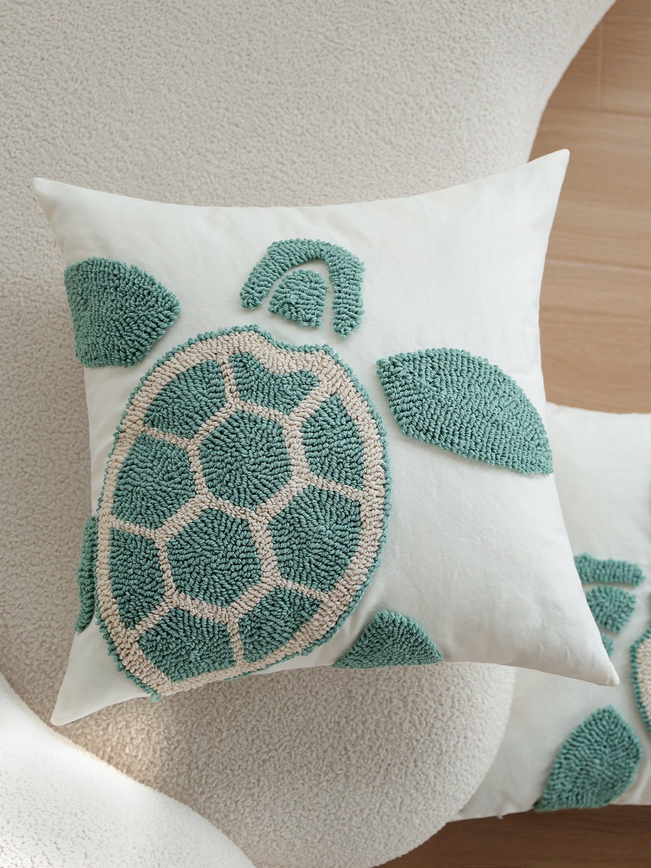 Coastal Tufted Throw Pillow Cover with insert  Textured Decorative Accent Pillow 18"x18" pack of 1
