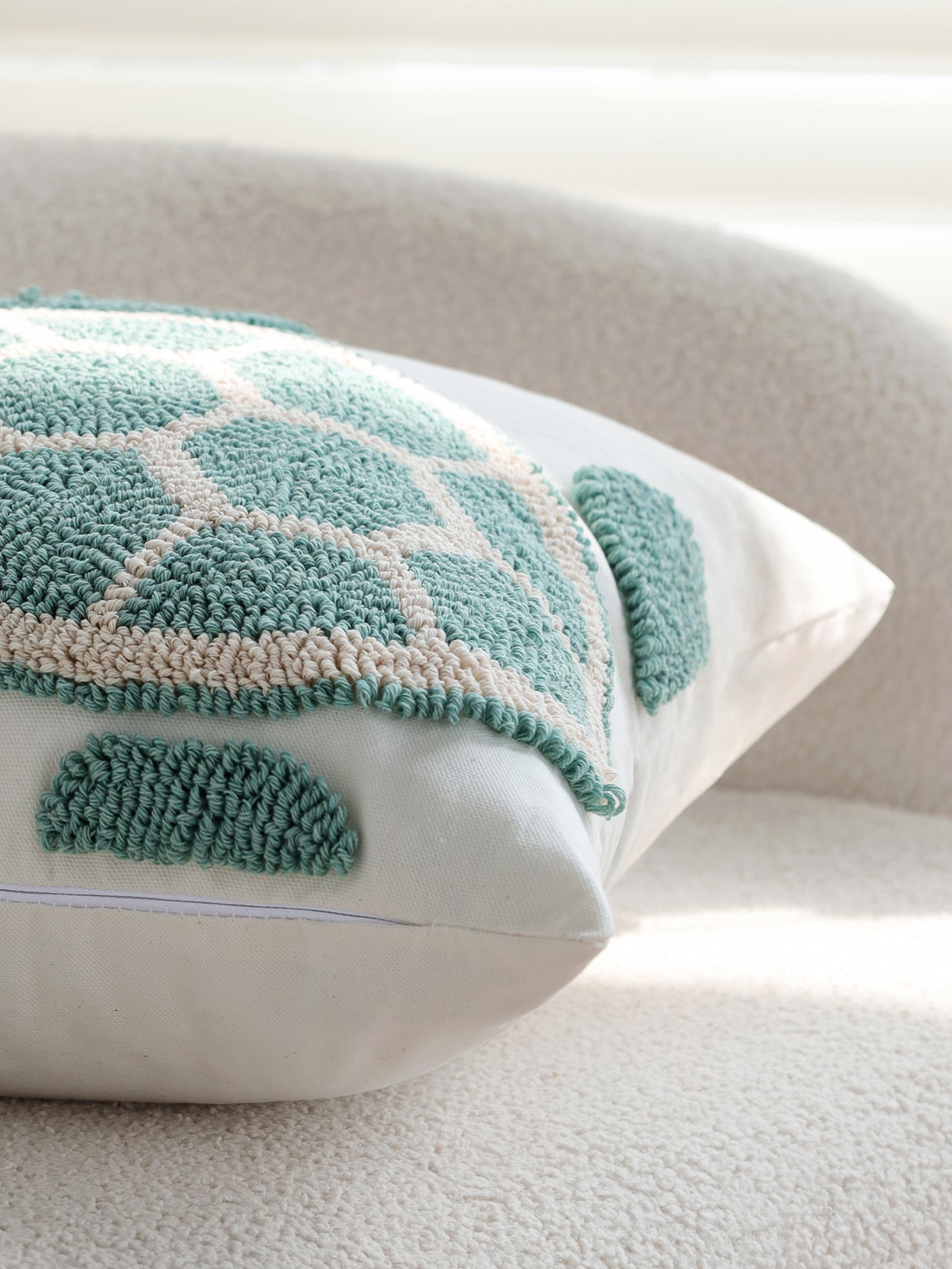Coastal Tufted Throw Pillow Cover with insert  Textured Decorative Accent Pillow 18"x18" pack of 1