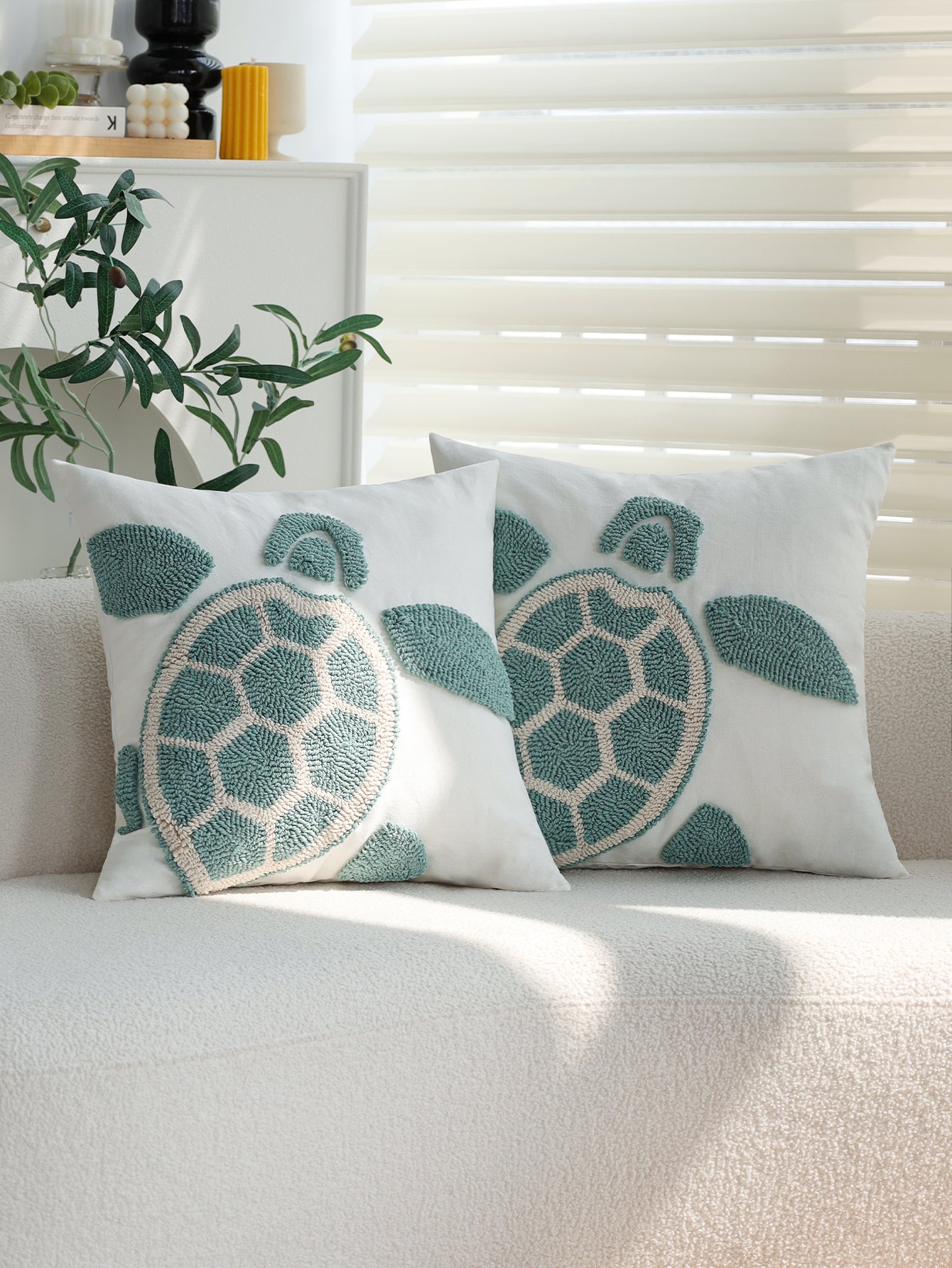 Coastal Tufted Throw Pillow Cover with insert  Textured Decorative Accent Pillow 18"x18" pack of 1