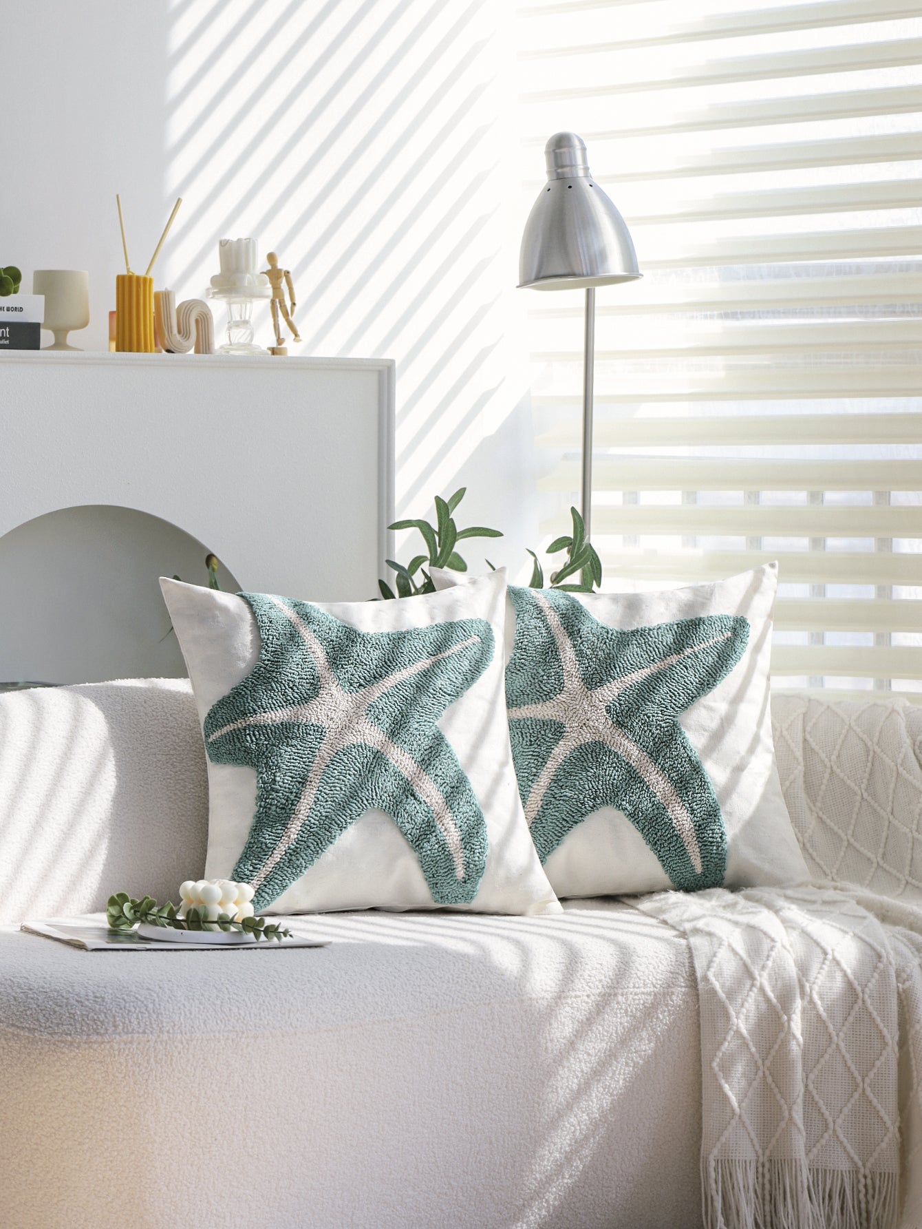 Coastal Tufted Throw Pillow Cover with insert  Textured Decorative Accent Pillow 18"x18" pack of 1