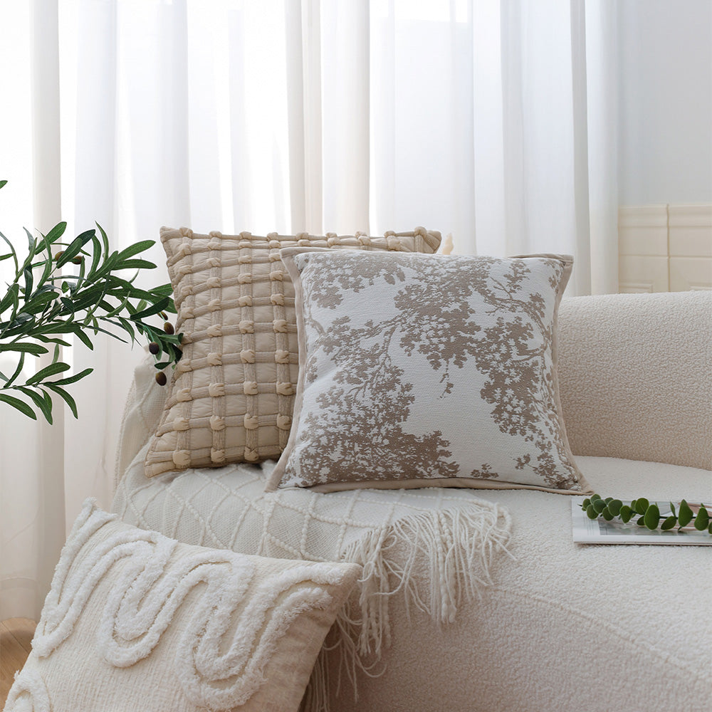 textured embroidery, subtle floral throw pillow covers Pack of 2of 18"x18"