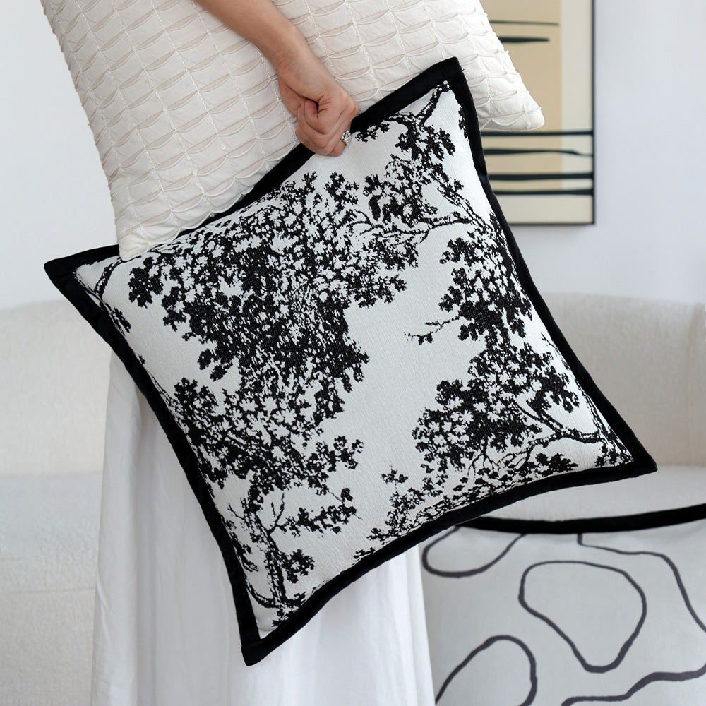 textured embroidery, subtle floral throw pillows Pack of 1 of 18"x18" with 450g insert