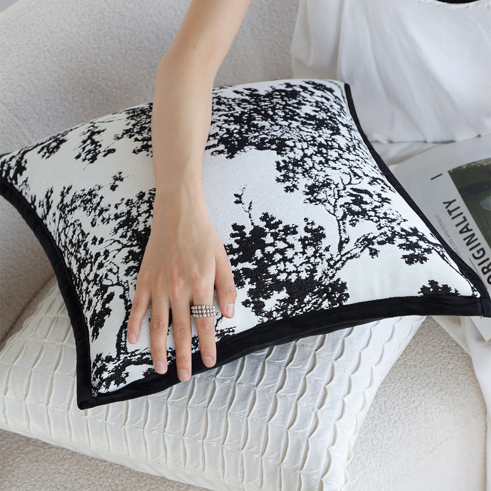 textured embroidery, subtle floral throw pillow covers Pack of 2of 18"x18"