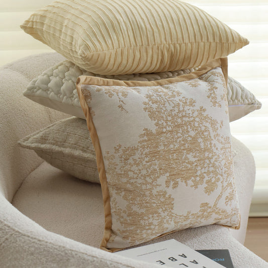 textured embroidery, subtle floral throw pillows Pack of 1 of 18"x18" with 450g insert