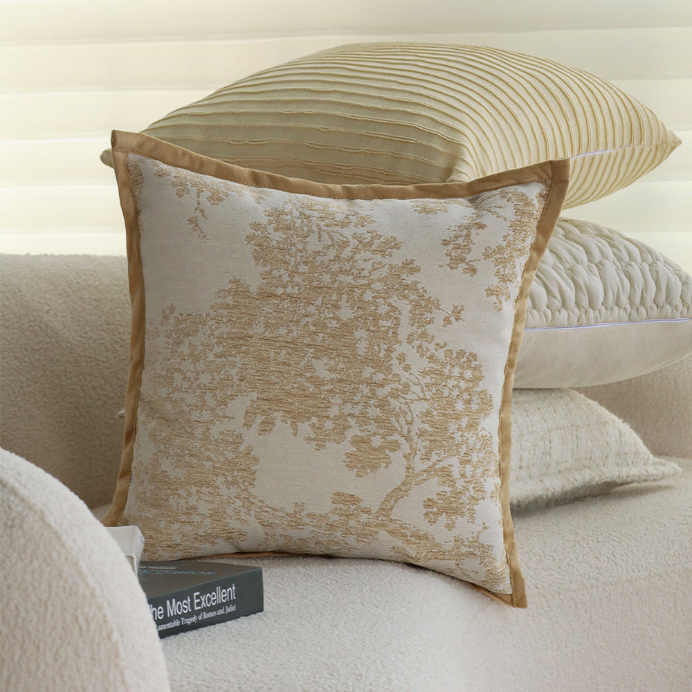 textured embroidery, subtle floral throw pillows Pack of 1 of 18"x18" with 450g insert