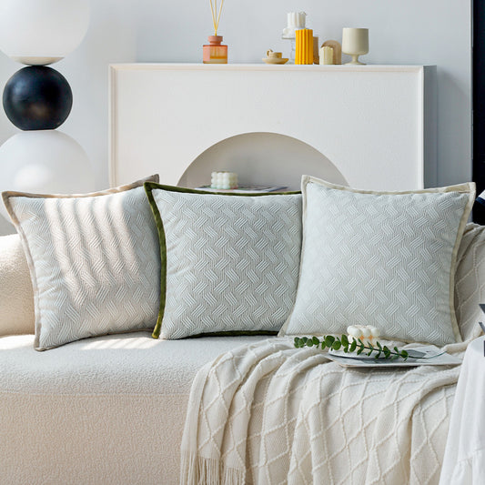 18x18 white, green, olive decorative throw pillow by fancy & stacy