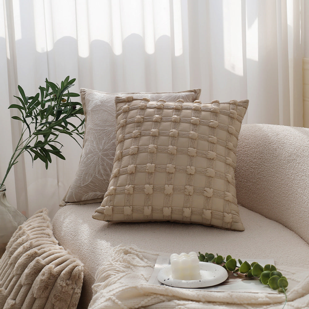 Red decorative throw pillow by fancy & stacy