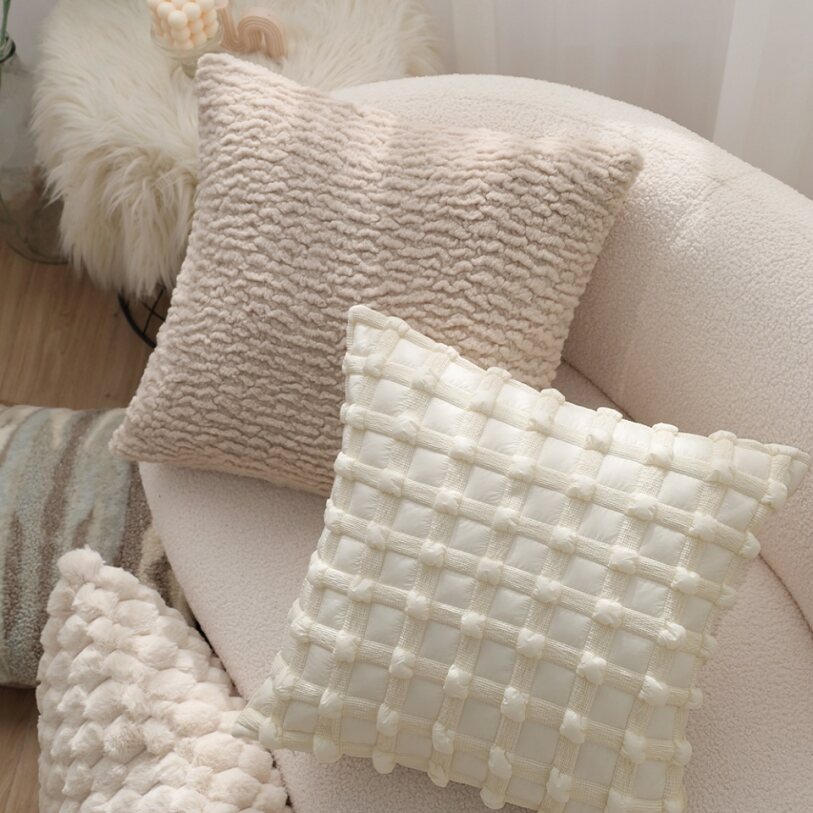 Pack of 1 Soft Textured Chenille Throw Pillow with insert – Cozy Decorative Accent Pillow size 18"x18"