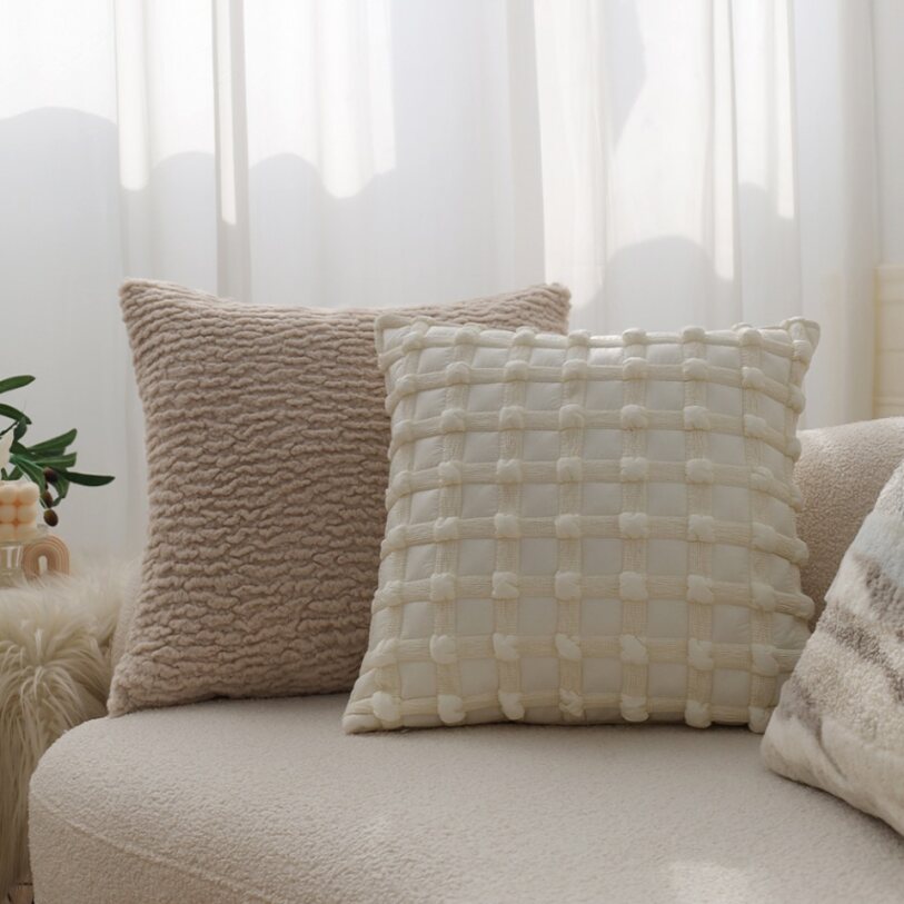 Pack of 1 Soft Textured Chenille Throw Pillow with insert – Cozy Decorative Accent Pillow size 18"x18"