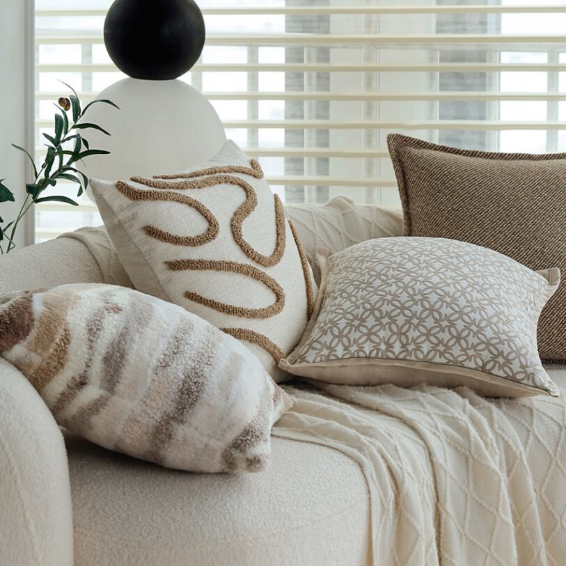 Pack of 1 Plush Striped Faux Fur Throw Pillow with insert– Soft Textured Modern Accent Pillow size 18"x18"
