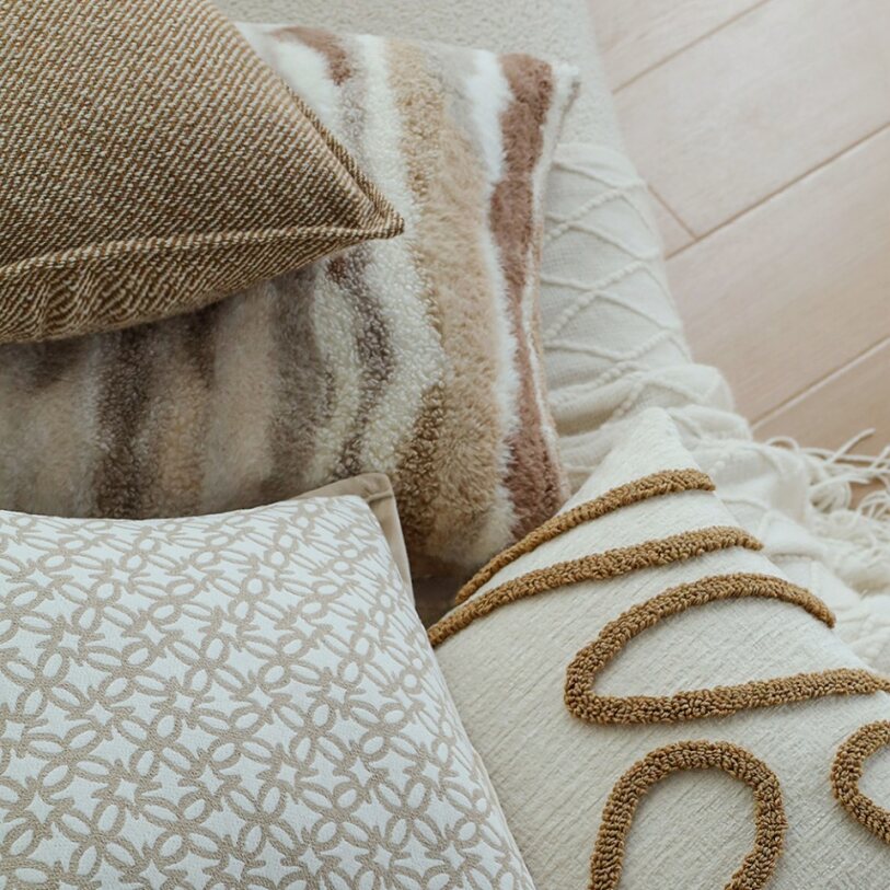 Pack of 1 Plush Striped Faux Fur Throw Pillow with insert– Soft Textured Modern Accent Pillow size 18"x18"