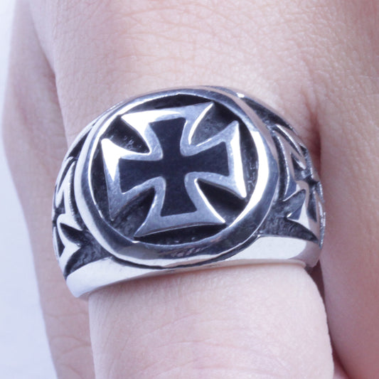 Men's Silver Stainless Steel Celtic Cross Biker Ring Size 7-14 SR81