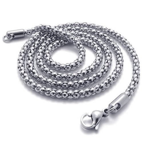 6mm 16"-40" Silver Stainless Steel Popcorn Hollow Chain Necklace Sb34