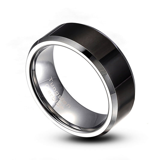 Tungsten Carbide 8mm Ring Men's Black Comfort Fit US Size 8-14 Half Size TG002