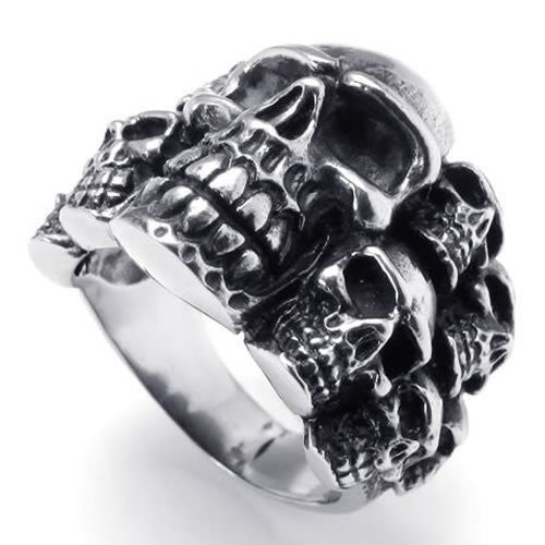 USA Seller Men's Silver Stainless Steel Skull Biker Ring Size 8-14 SR45