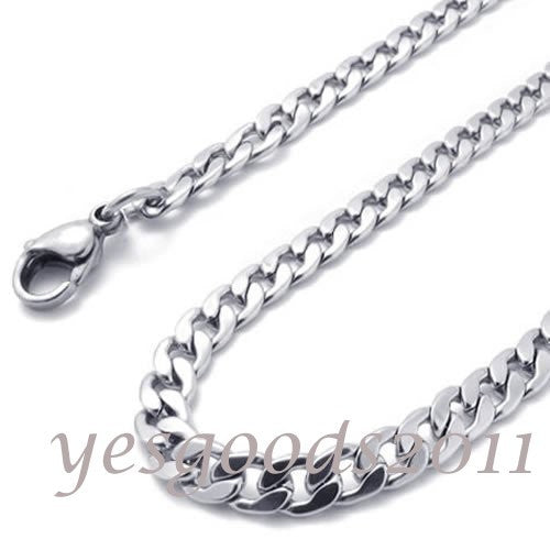 4mm-7.5mm 16"-40" Silver Stainless Steel Curb Necklace Chain HN13 USA Seller