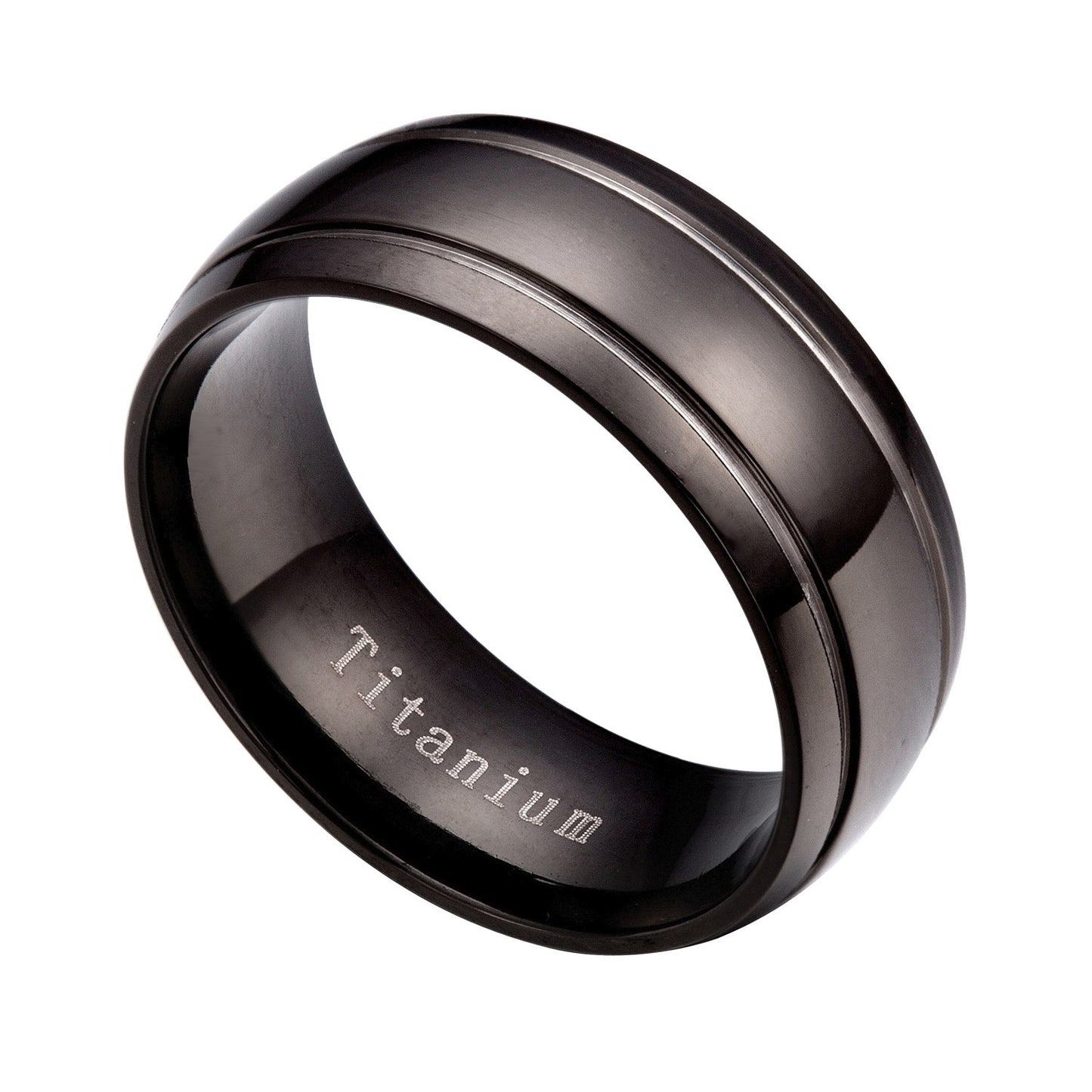 8mm Titanium Black Double Groove Comfort Fit Rings Size 8-14 RT11 USA Seller