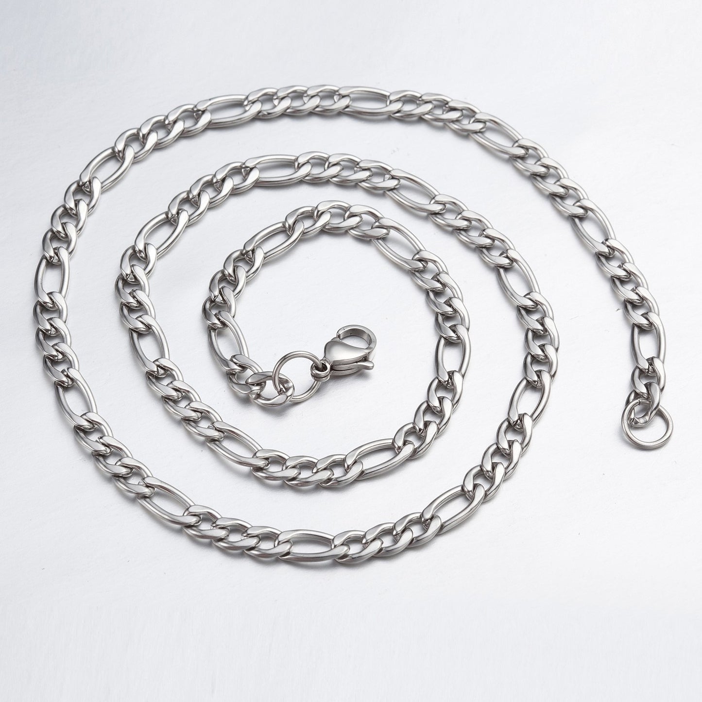 5.5mm 9"-100" Silver Stainless Steel Figaro Necklace Chain Sb12 USA Seller