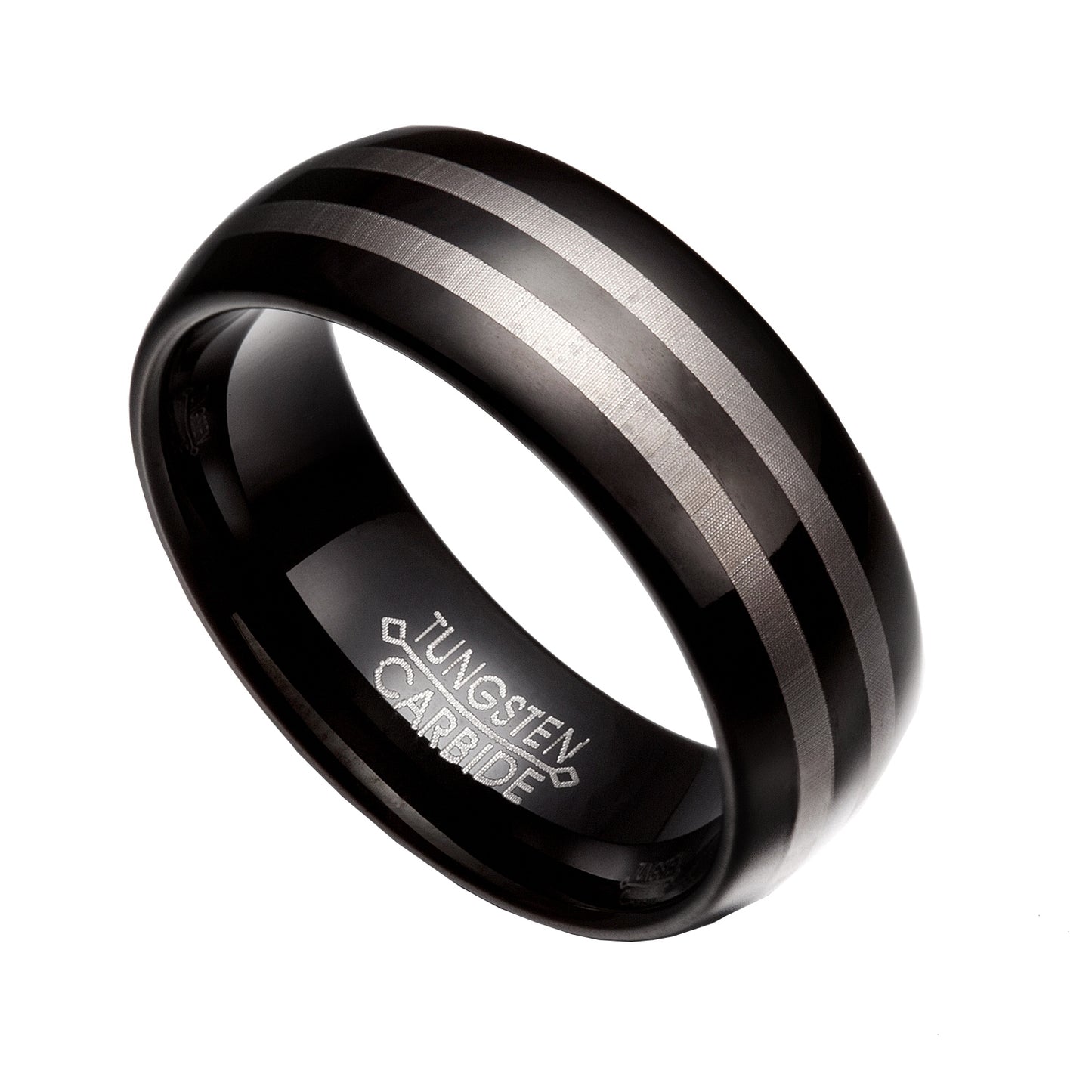 Black & Gray Tungsten Carbide 8mm Comfort Fit Wedding Band Rings Size 8-14 TG47A