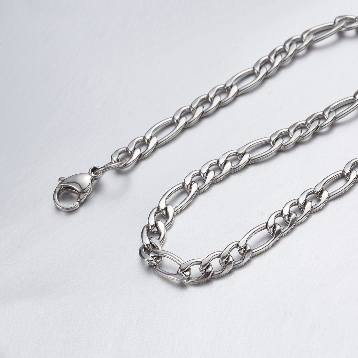 7mm 10"-100" Silver Stainless Steel Figaro Necklace Chain Sb23 USA Seller