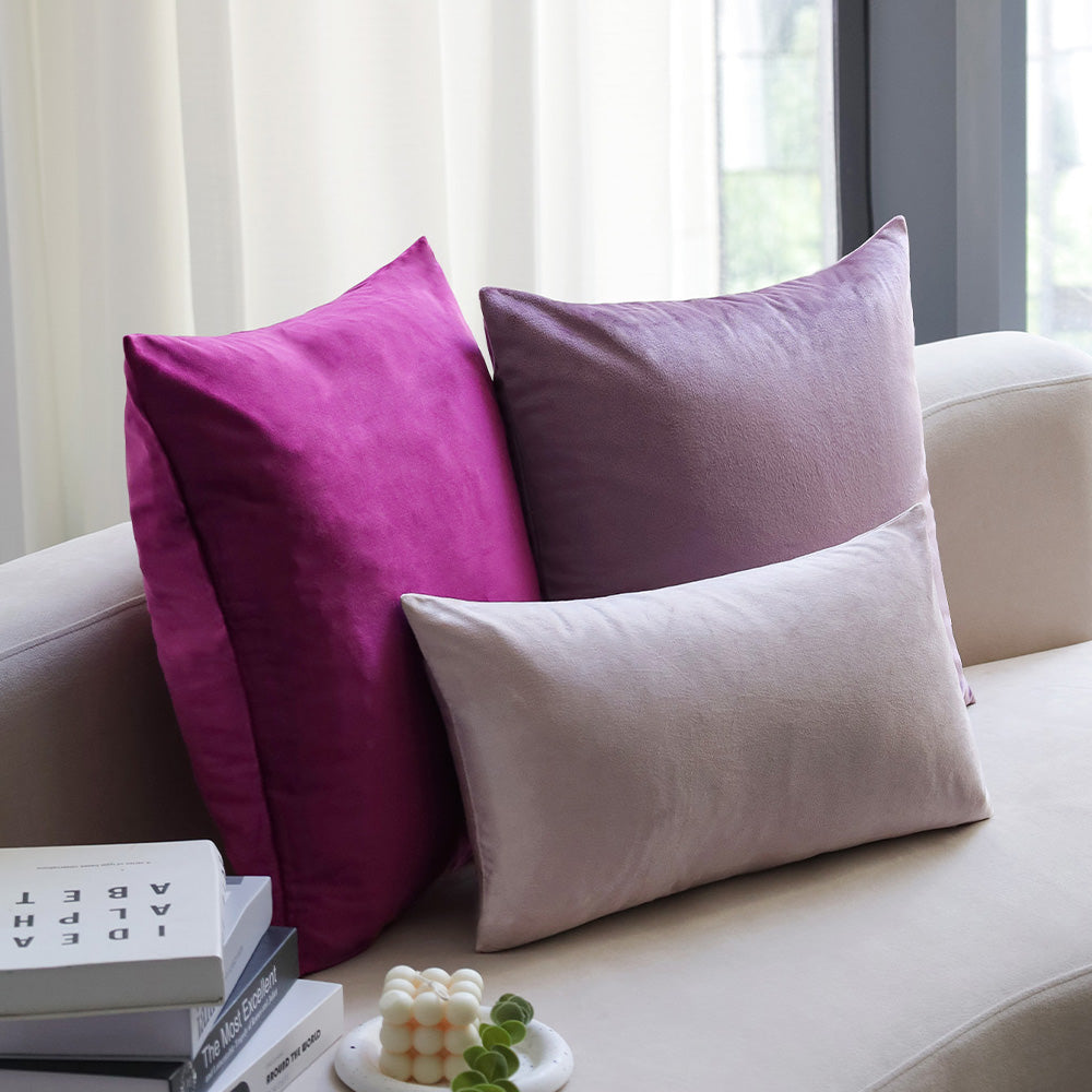 2-piece purple, lavender velvet decorative pillow bundle by fancy & stacy