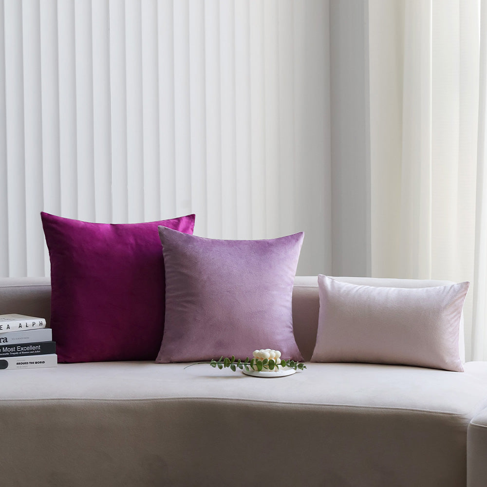 2-piece purple, lavender velvet decorative pillow bundle by fancy & stacy