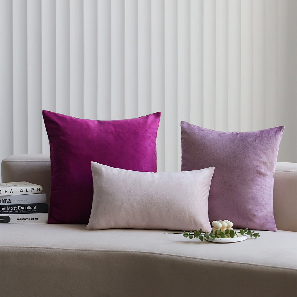 2-piece purple, lavender velvet decorative pillow bundle by fancy & stacy