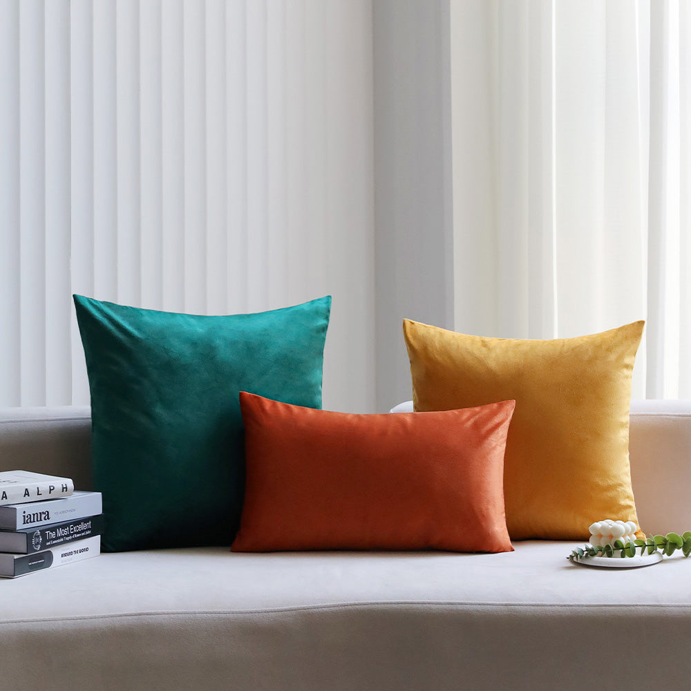 2-piece yellow, green velvet decorative pillow bundle by fancy & stacy