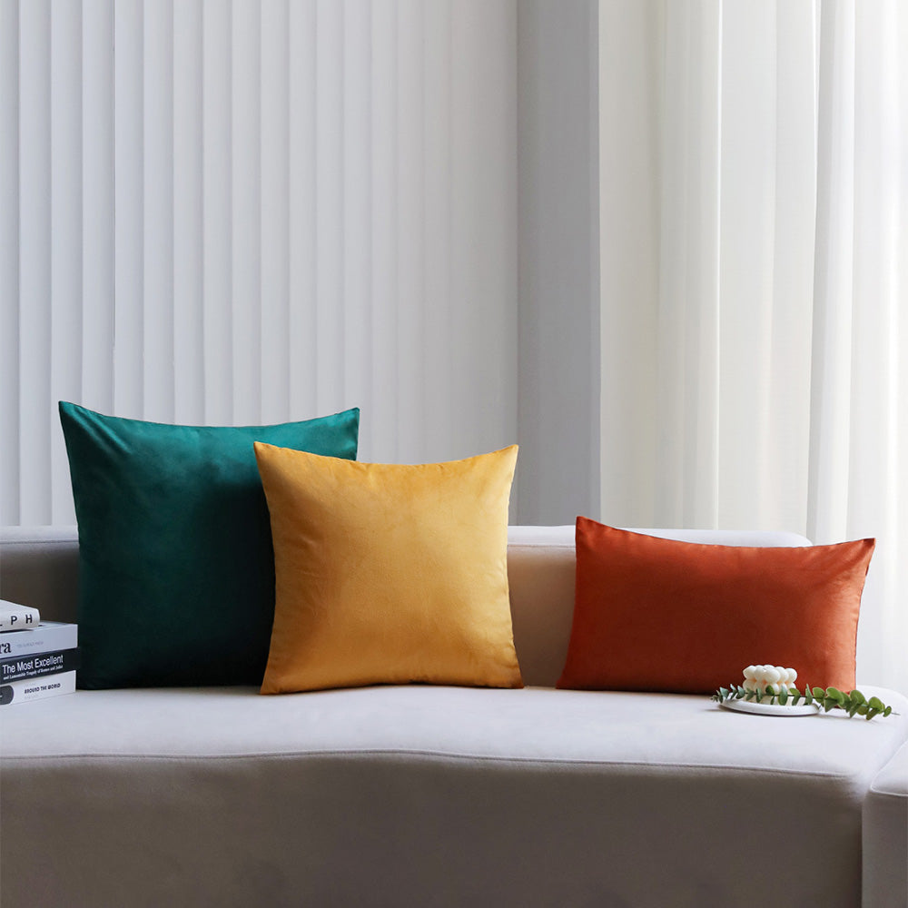 2-piece yellow, green velvet decorative pillow bundle by fancy & stacy