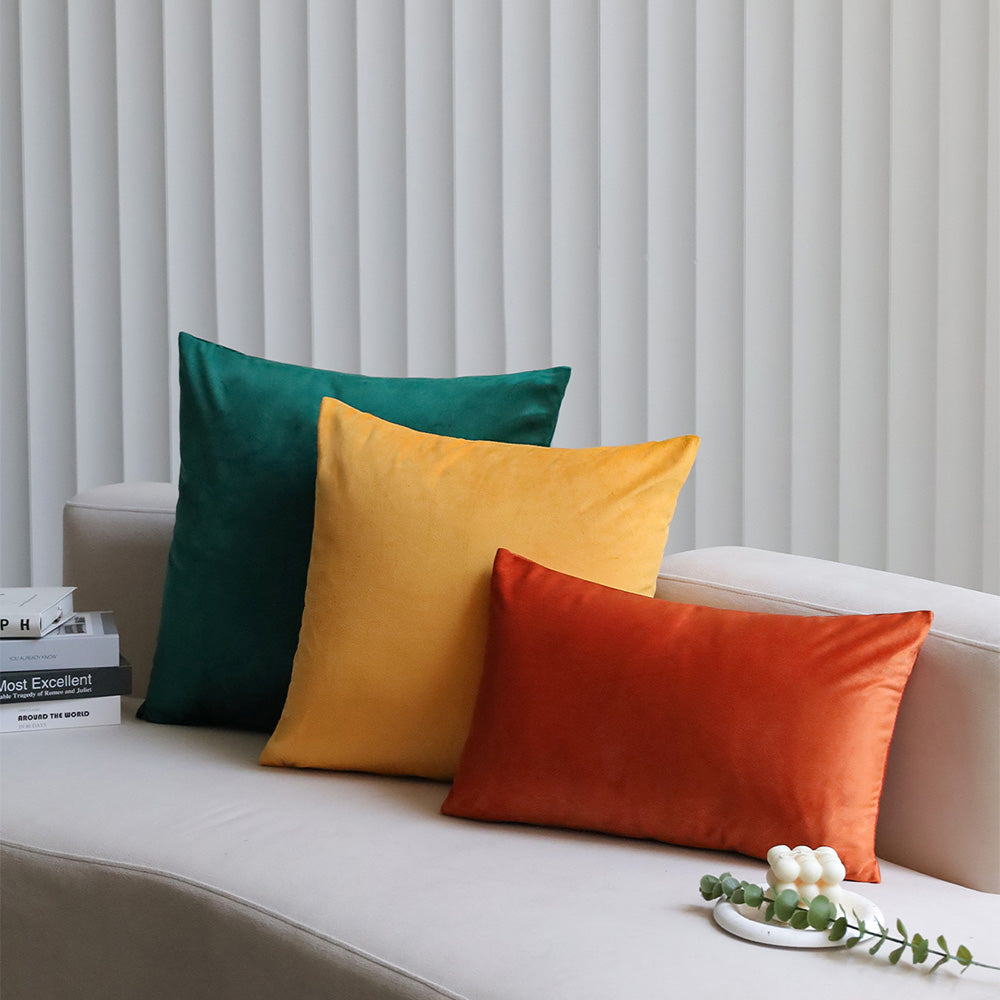 2-piece yellow, green velvet decorative pillow bundle by fancy & stacy