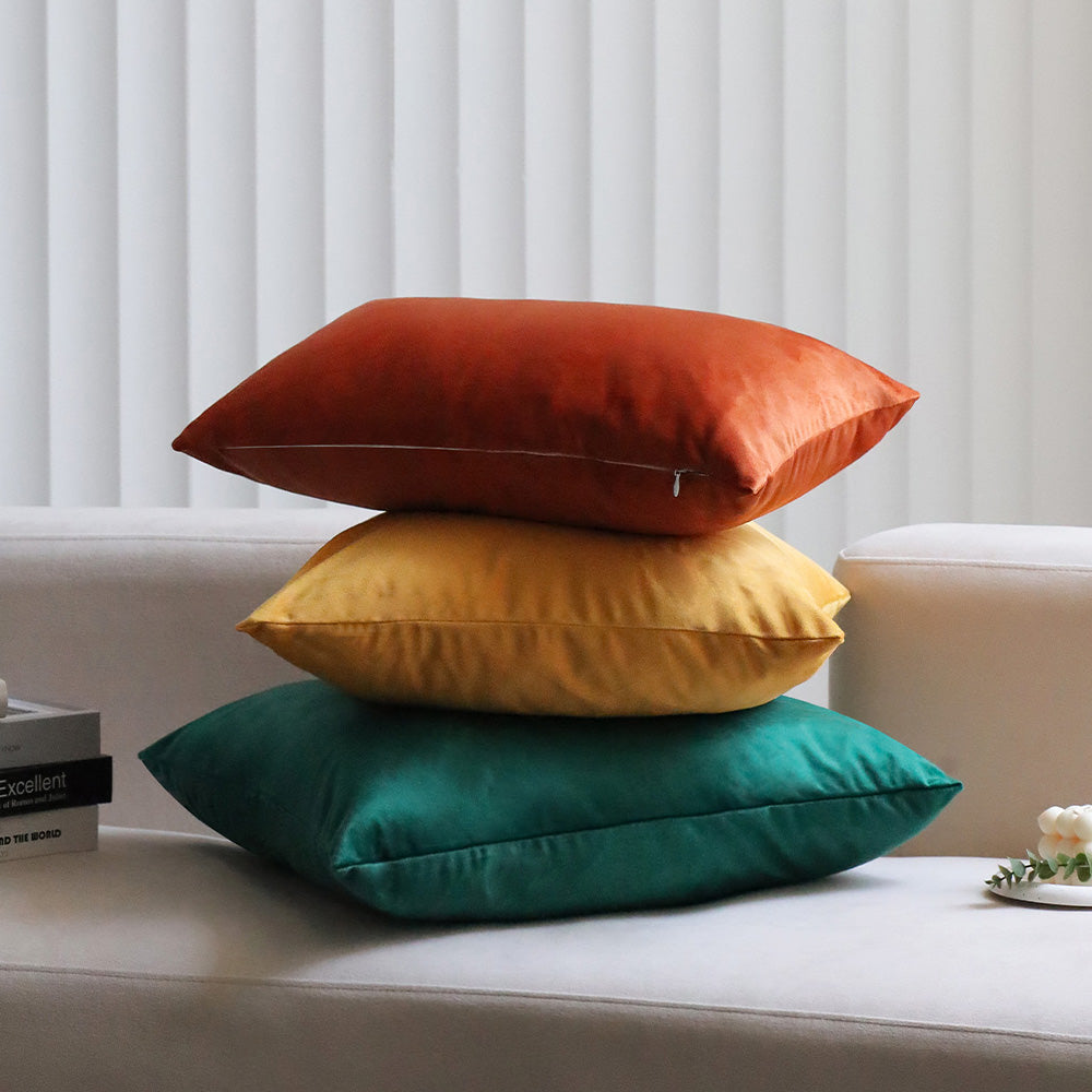 2-piece yellow, green velvet decorative pillow bundle by fancy & stacy