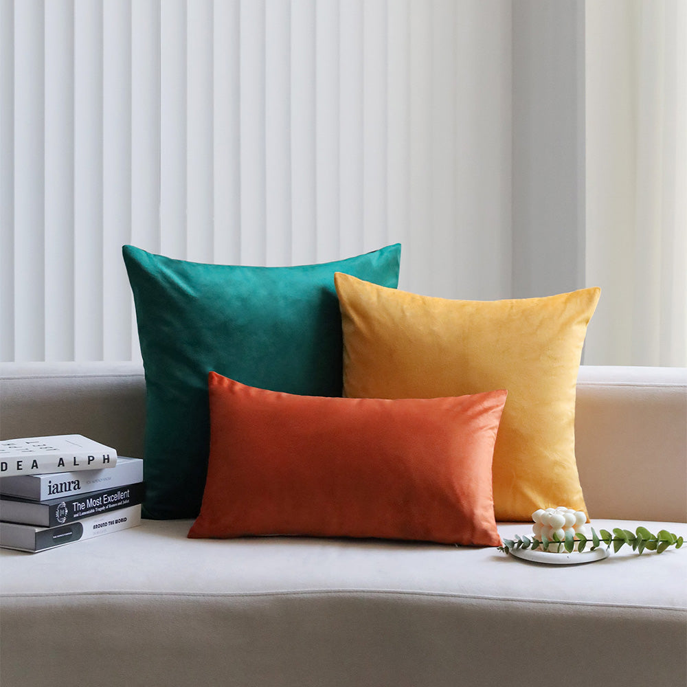 2-piece yellow, green velvet decorative pillow bundle by fancy & stacy