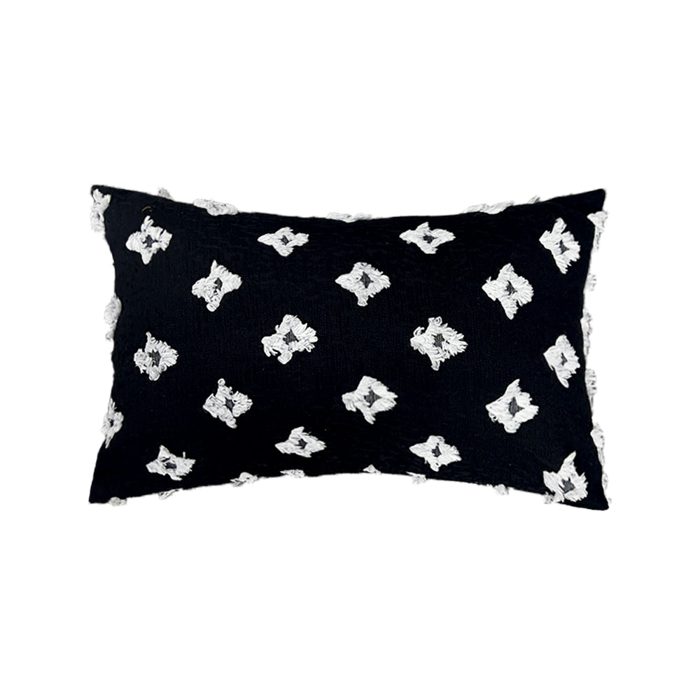 12''x20'' tufted floral lumbar support 100% cotton throw pillow | 7 colors textured daisy stitch design | boho chic lumbar & accent pillow | insert included