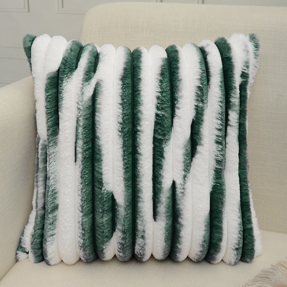 18"x18" Ribbed Ombre Faux Fur Pillow 5 Colors – Ultra-Soft Two-Tone Design Luxury Textured Accent Insert Included