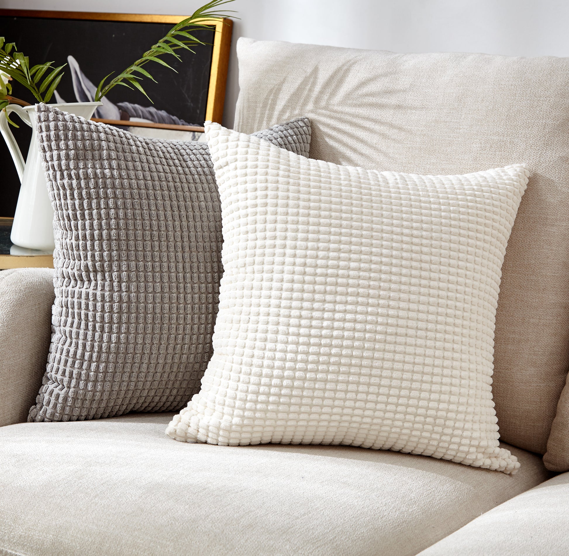 White, black, gray throw pillow cover by fancy & stacy home decor