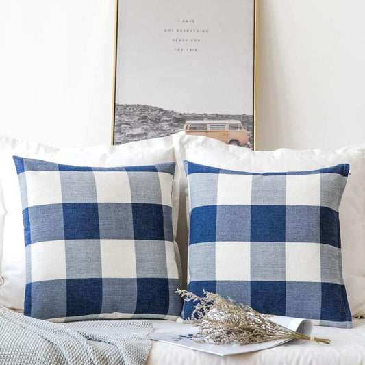 18x18 blue/white decorative throw pillow by fancy & stacy