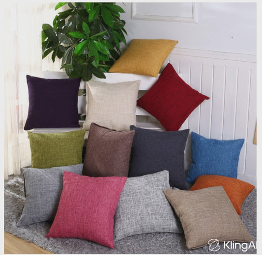 Set of 2 Polyester/Linen Blend Throw Pillows (With Insert) 4 sizes of options, Army green, linen, 18X18 – Fancy & Stacy