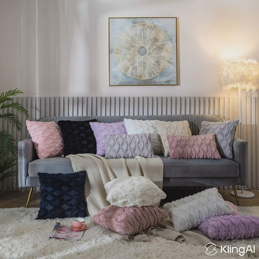 Rectangular Lumbar Plush Throw Pillow Covers, Pack of 2 Luxury Soft Pillowcases, Solid Colors,12x20 inches pack of 2 throw pillows covers